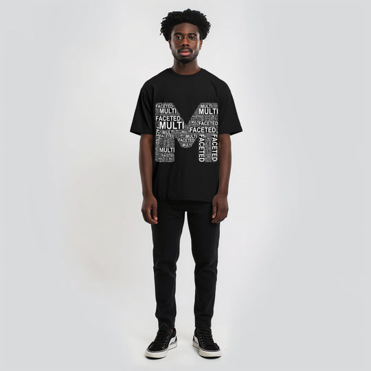 MultiFaced 2 in Black - Oversized drop shoulder