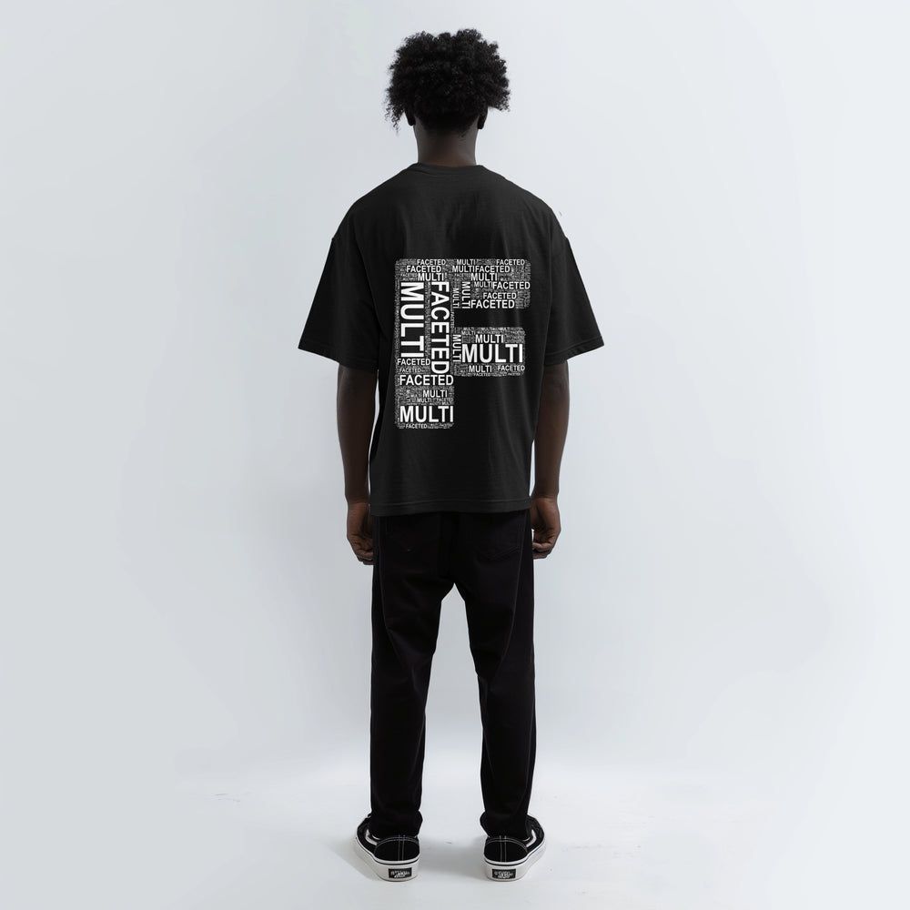 MultiFaced 2 in Black - Oversized drop shoulder