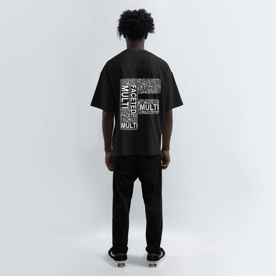 MultiFaced 2 in Black - Oversized drop shoulder