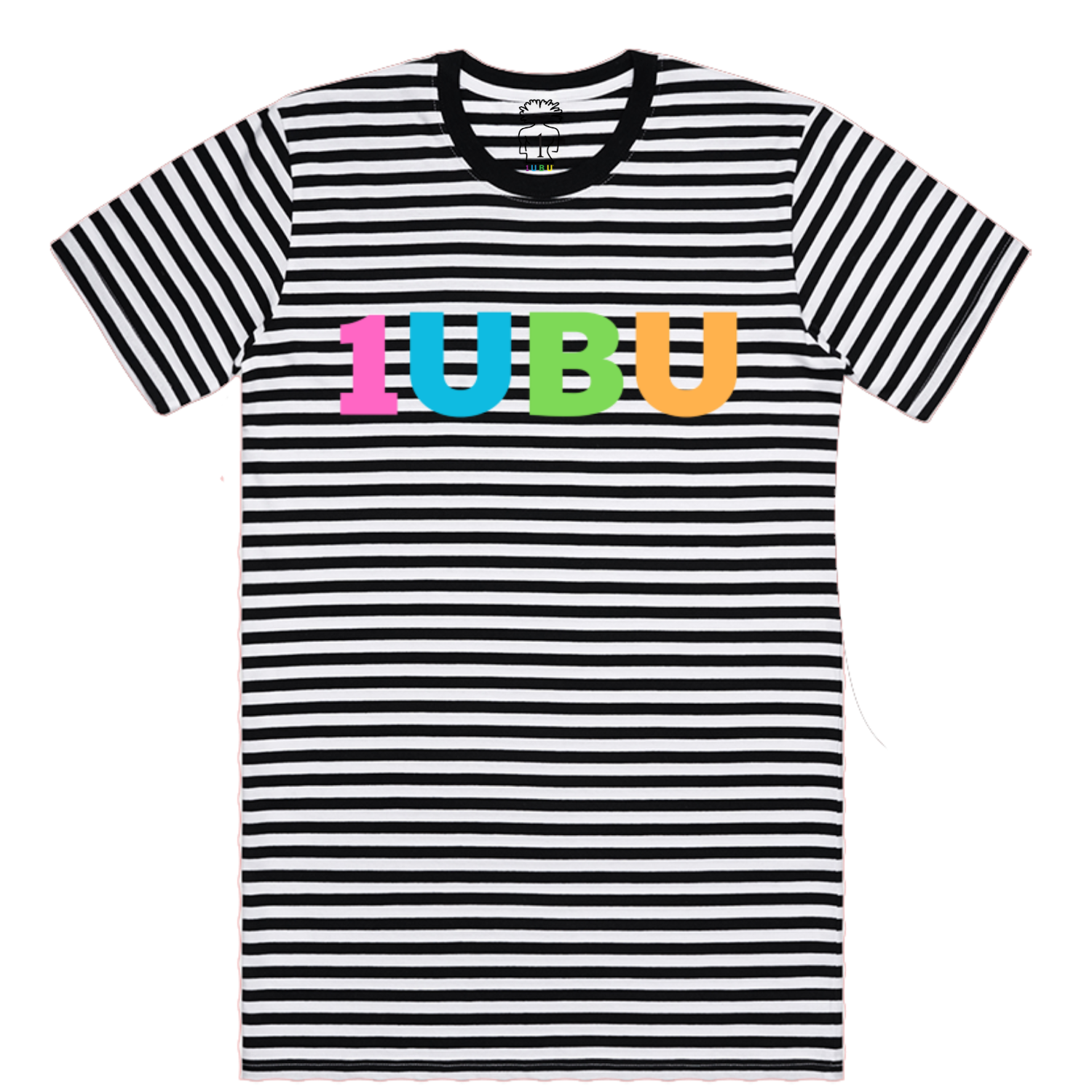 Classic Black White Stripe Logo Tee