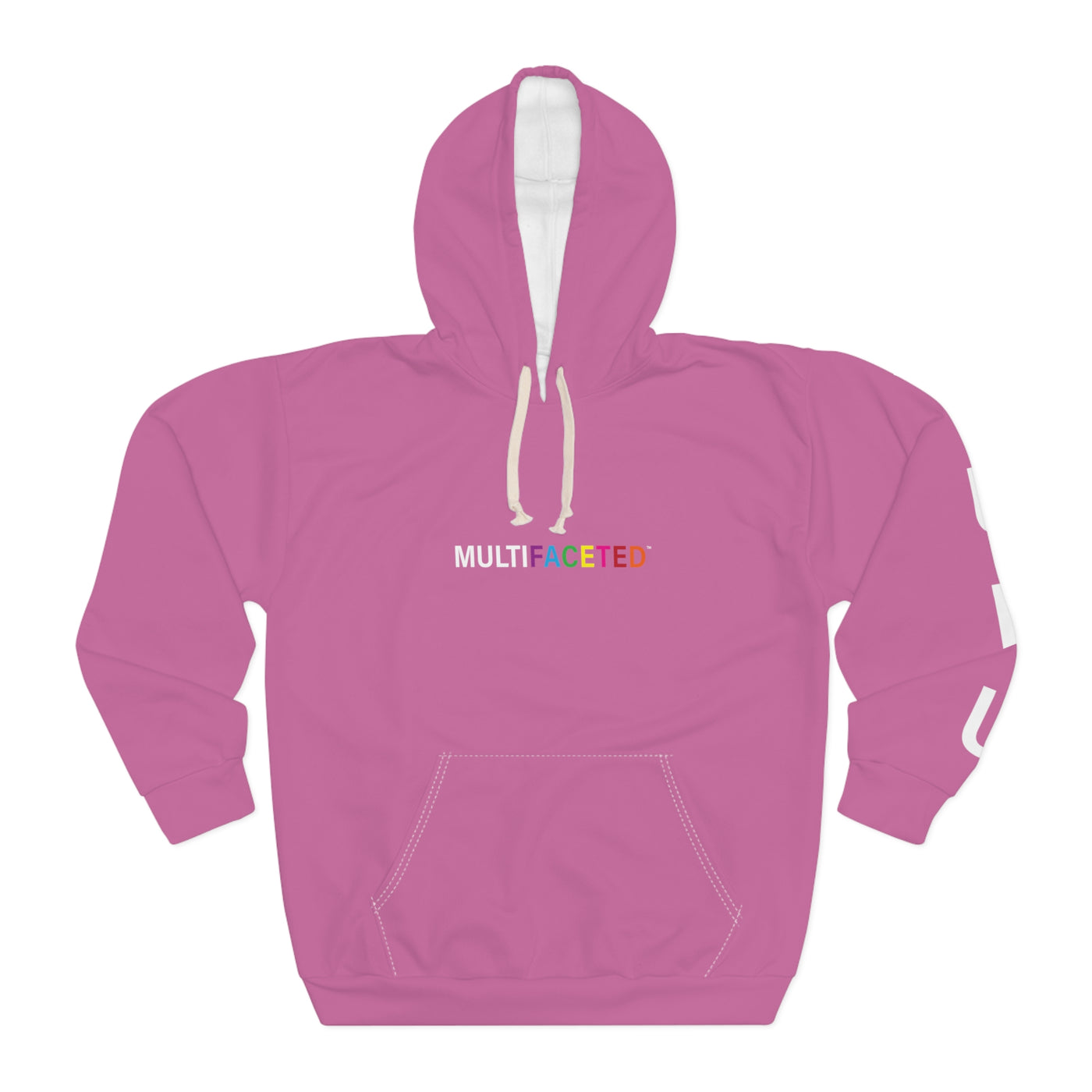 Unisex Pullover Hoodie with sleeve detail - Multifaceted Logo Hoodie - Pink