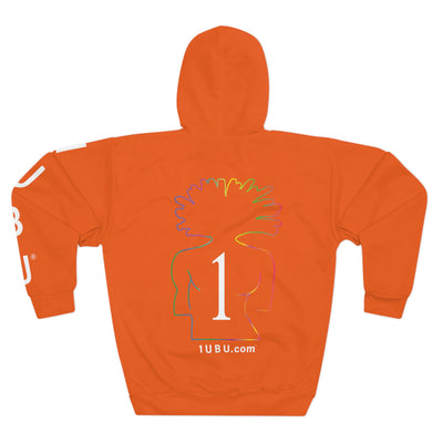 Unisex Pullover Hoodie with sleeve detail - Multifaceted Logo Hoodie - Orange Hoodie