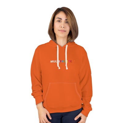Unisex Pullover Hoodie with sleeve detail - Multifaceted Logo Hoodie - Orange Hoodie