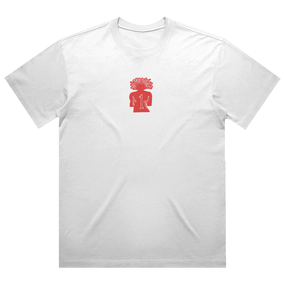 1UBU Men’s Box Tee white streetwear t-shirt with red chest logo