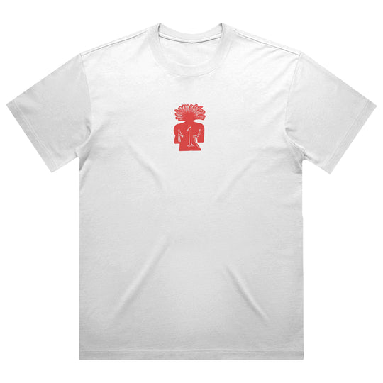1UBU Men’s Box Tee white streetwear t-shirt with red chest logo