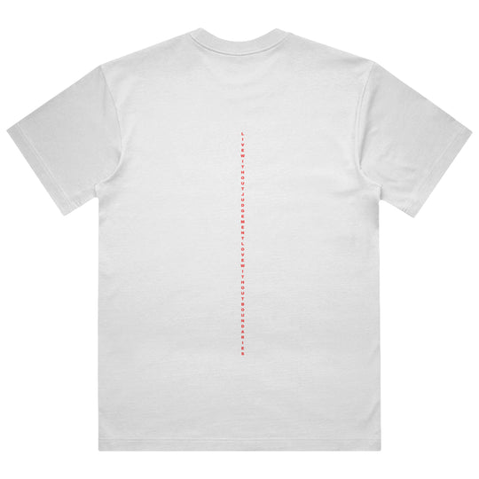 1UBU Men’s Box Tee white streetwear t-shirt with red chest logo