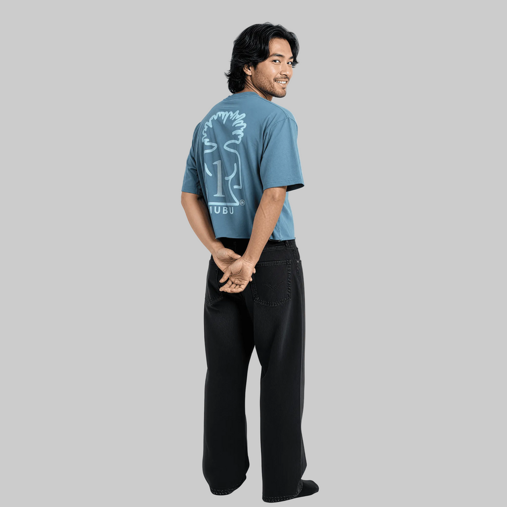 Heavyweight Oversized Boxy Crop Tee - Blue