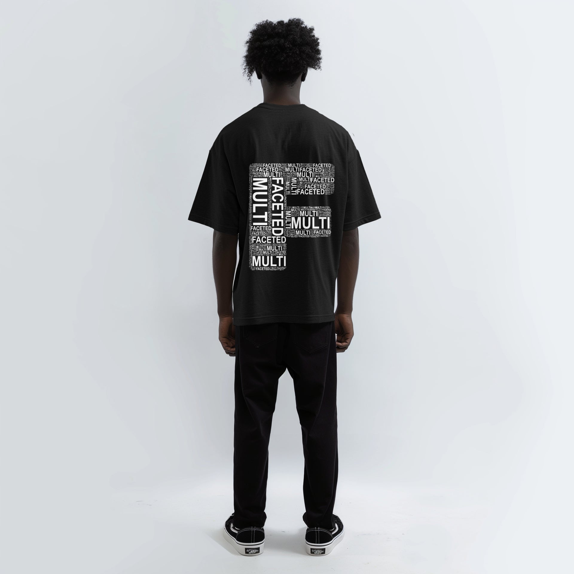 MultiFaced 2 in Black - Oversized drop shoulder